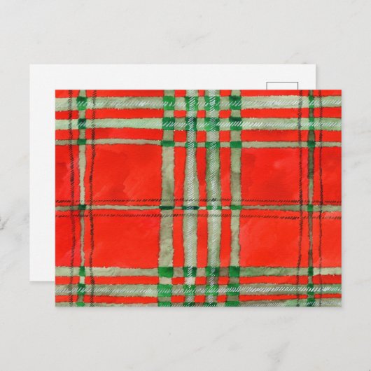 レッドスコットタータンチェック葉書 ポストカード (正面/裏面)