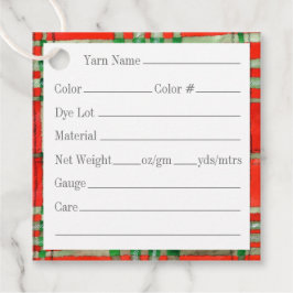 レッドスコットタータンチェック2"スクエアヤーンラベル フェイバータグ