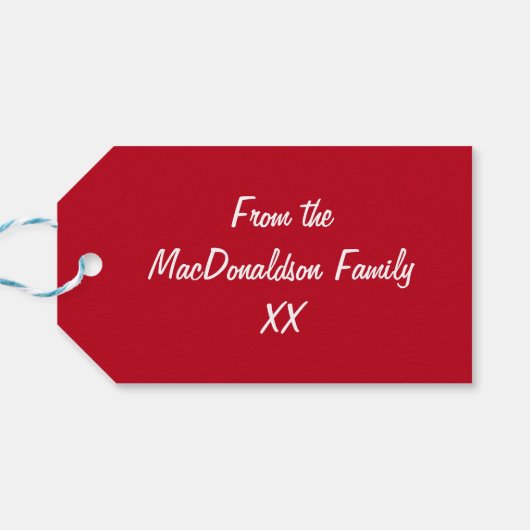 レッドスコットランドタータンチェックプレイドクリスマスホリデーカスタム ギフトタグ (裏面横)