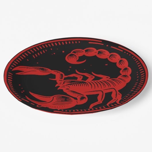 レッドスコーピオンアストロロジー〔占星術の〕十二宮図サイン蠍座パーティー ペーパープレート (アングル)