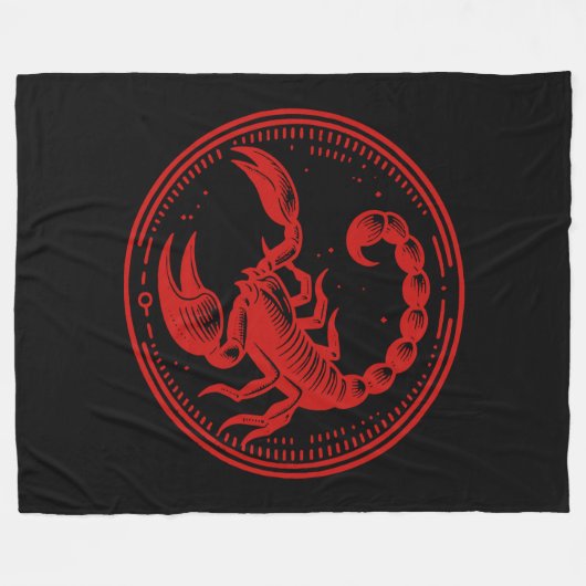 レッドスコーピオンアストロロジー〔占星術の〕十二宮図サイン蠍座 フリースブランケット (正面(横))