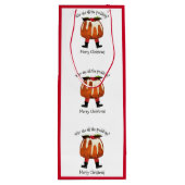 レッドスタイリッシュカスタムユーモアプリンめでたいクリスマス ワインギフトバッグ (裏面)