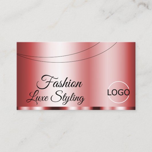 レッドスタイリッシュシックでロゴ付きグラマラスプロフェッショナル 名刺 (正面)