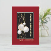 レッドスタイリッシュブラック金ゴールドクリスマスバウブル シーズンカード (スタンド正面)