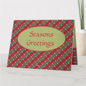 レッドスタイリッシュホリパターン（の模様が）あるデイ サンキューカード (裏面)