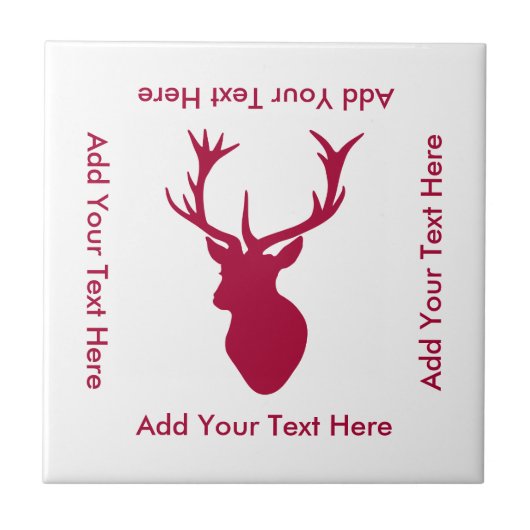 レッドスタグヘッドクリスマスまたはスタグパーティー タイル (正面)