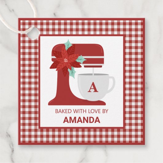 レッドスタンドミキサーベーキング |モノグラム |クリスマス フェイバータグ (正面)