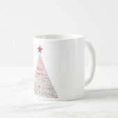 レッドスターのクリスマスツリーワードアート コーヒーマグカップ (正面右)