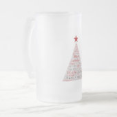 レッドスターのクリスマスツリーワードアート フロストグラスビールジョッキ (正面左)