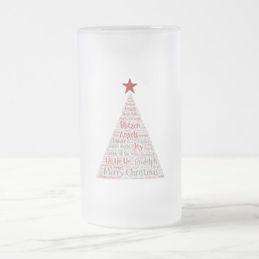 レッドスターのクリスマスツリーワードアート フロストグラスビールジョッキ (中央)
