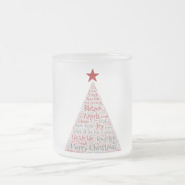 レッドスターのクリスマスツリーワードアート フロストグラスマグカップ