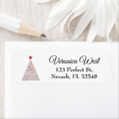 レッドスターのクリスマスツリーワードアート ラベル (インサイチュ)