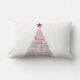 レッドスターのクリスマスツリーワードアート ランバークッション