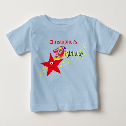レッドスターの誕生日シャツ ベビーTシャツ (正面)