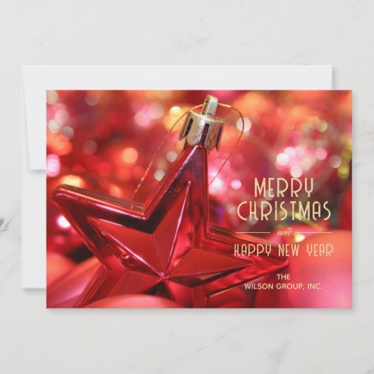 レッドスターオーナメントビジネスサンキュークリスマス シーズンカード (正面)