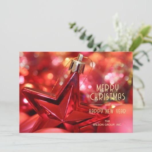 レッドスターオーナメントビジネスサンキュークリスマス シーズンカード (スタンド正面)