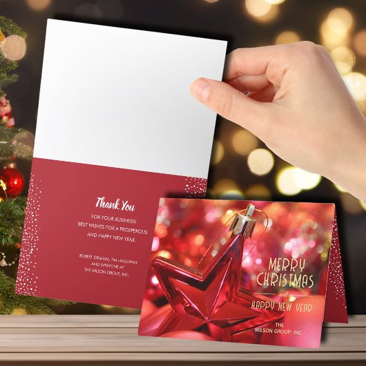 レッドスターオーナメントビジネスサンキューフォールディング シーズンカード