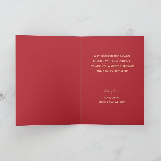 レッドスターオーナメント折り畳みクリスマス カード (内部)