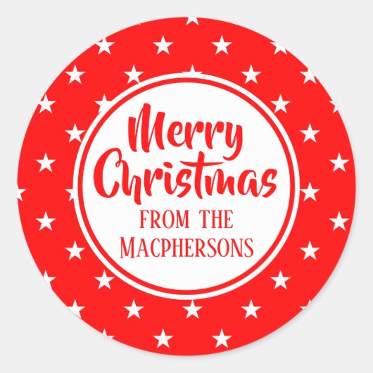 レッドスタークリスマスステッカー ラウンドシール (正面)