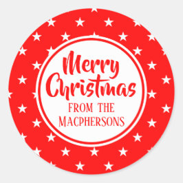 レッドスタークリスマスステッカー ラウンドシール