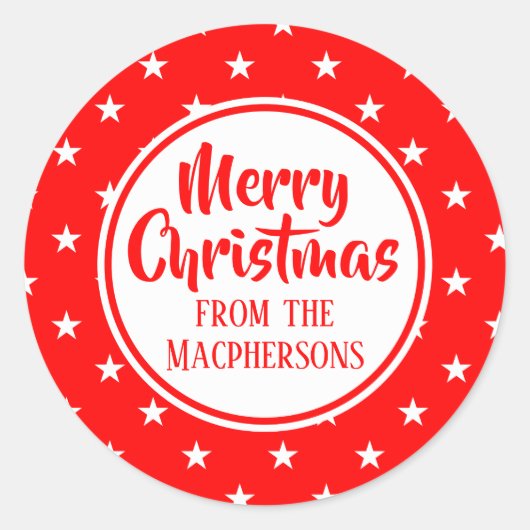 レッドスタークリスマスステッカー ラウンドシール (正面)