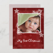 レッドスタースノーフレークBabys初めてのクリスマス写真 シーズンポストカード (正面/裏面)