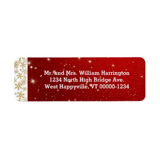 レッドスターズアンドスノーフレーク差出人住所ラベル ラベル (正面)