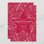 レッドスターズアンドホリークリスマスパーティの招待状 招待状 (正面/裏面)