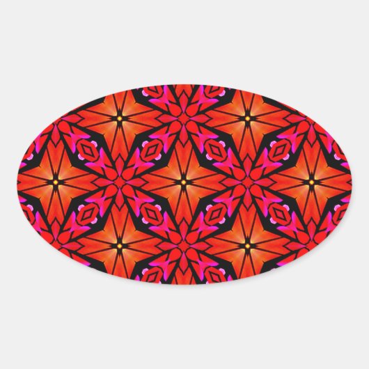 レッドスターバストデザイン 楕円形シール (正面)