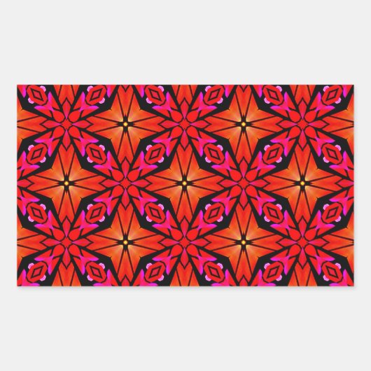 レッドスターバストデザイン 長方形シール (正面)