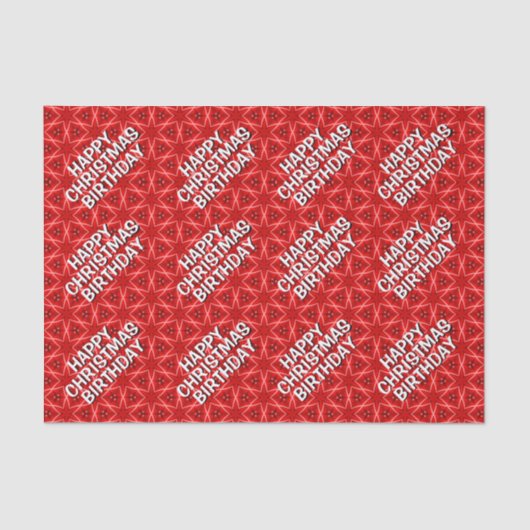 レッドスターパターン/ハッピークリスマス誕生日 薄葉紙 (正面)