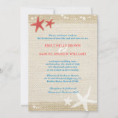 レッドスターフィッシュ素朴ビーチ結婚式 招待状 (裏面)