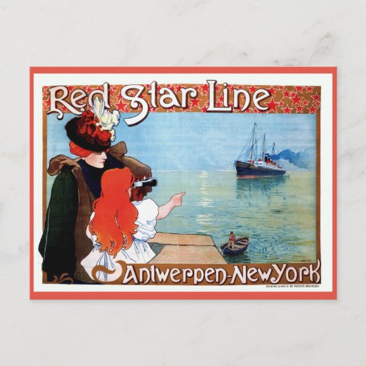 レッドスターラインアントワープ – ニューヨークのヴィンテージ広告 ポストカード (正面)