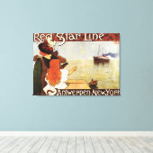 レッドスターラインクルーズニューヨークプロモーションポスター キャンバスプリント (インサイチュ (ウッドフロア))