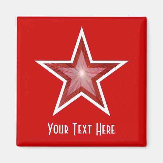 レッドスター冷蔵庫「Your Text」マグネット正方形の赤 マグネット (正面)