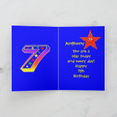 レッドスター第7誕生日名前をカスタムする カード (内部)