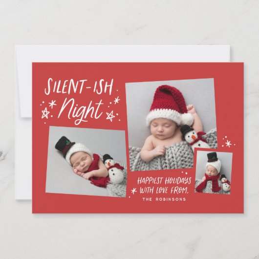 レッドスター静かズイッシュナイト3フォトコラージュベビー シーズンカード (正面)