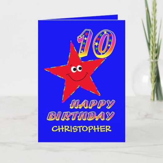 レッドスター10th誕生日名前をカスタムする カード (正面)