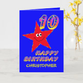 レッドスター10th誕生日名前をカスタムする カード (黄色い花)
