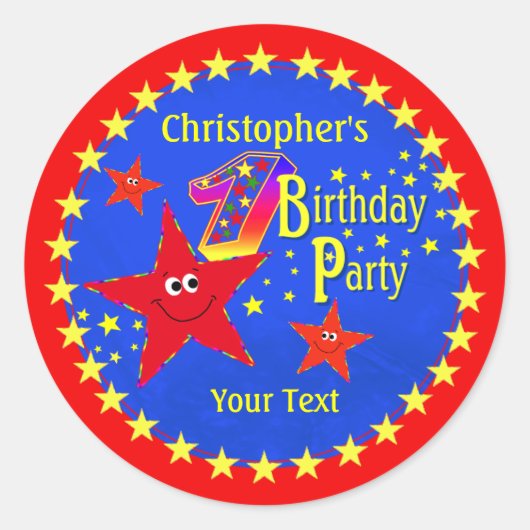 レッドスター1st誕生日パーティーラウンドステッカー ラウンドシール (正面)