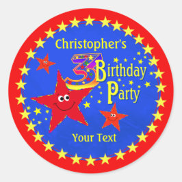 レッドスター3rd誕生日パーティーラウンドステッカー ラウンドシール