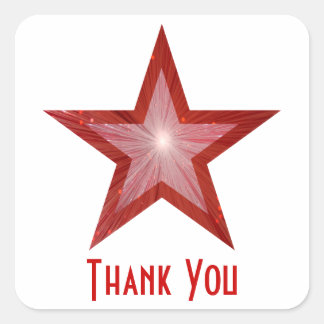 レッドスター「ありがとう」の四角いステッカー白 スクエアシール