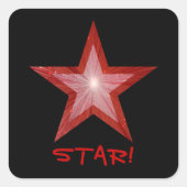 レッドスター「スター!」の四角いステッカー黒 スクエアシール (正面)