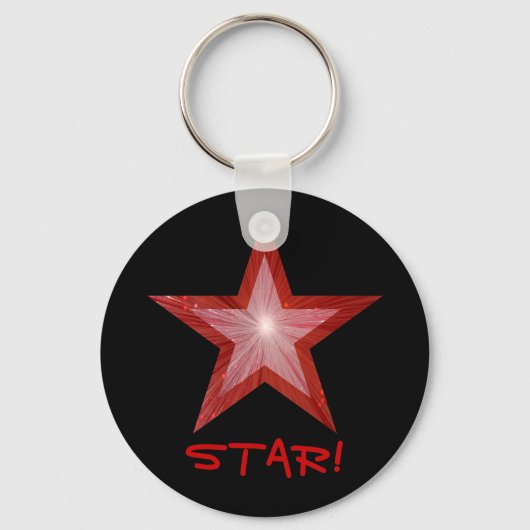 レッドスター'STAR!'キーチェーンブラック キーホルダー (正面)