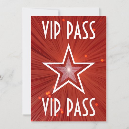レッドスター'VIP PASS'の招待ホワイト 招待状 (正面)