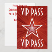 レッドスター'VIP PASS'の招待ホワイト 招待状 (正面/裏面)