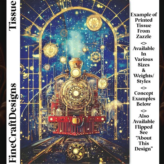 レッドスチームパンク列車、ロコ、モザイクDH4Lデコページ 薄葉紙