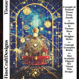 レッドスチームパンク列車、ロコ、モザイクDH4Rデコページ 薄葉紙