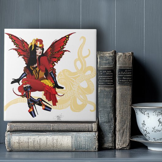 レッドスチームパンク妖精タコ タイル