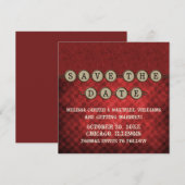 レッドスチームパンク鍵保存日付招待状 招待状 (正面/裏面)